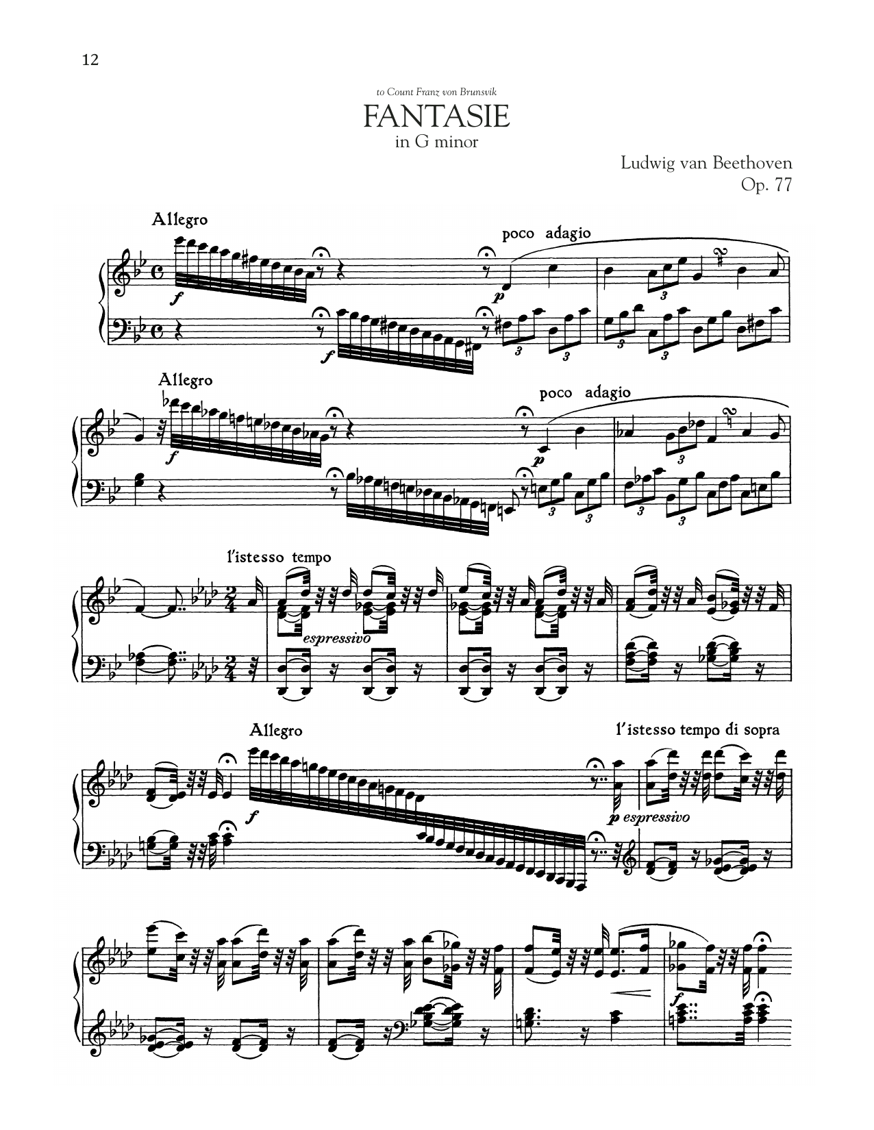Fantasie, Op. 77 (Piano Solo) von Ludwig van Beethoven
