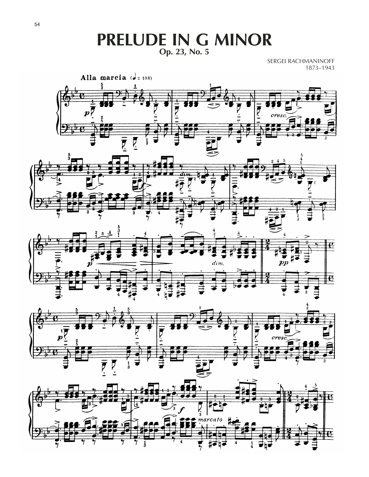Prelude In G Minor, Op. 23, No. 5 (Piano Solo) von Sergei Rachmaninoff