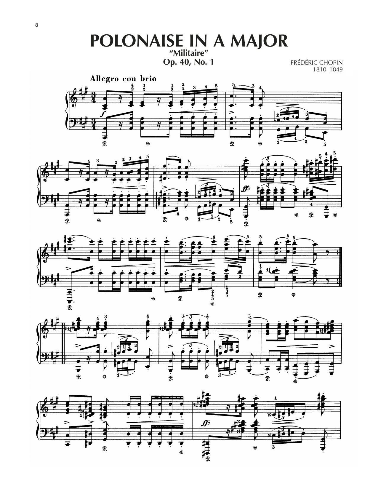 Polonaise In A Major, Op. 40, No. 1 (Piano Solo) von Frederic Chopin