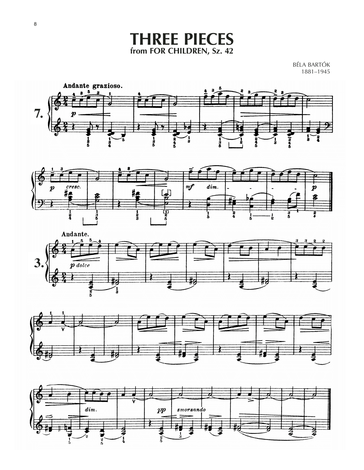 Andante Grazioso, Sz. 42, No. 7 (Piano Solo) von Bla Bartk