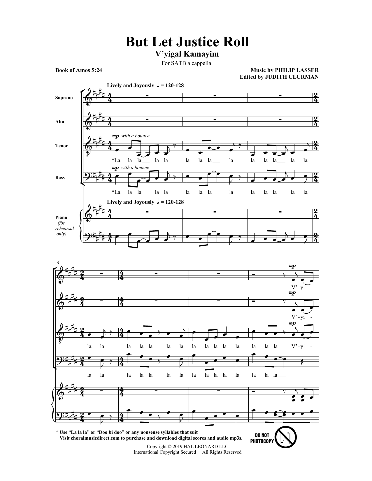 But Let Justice Roll (SATB Choir) von Philip Lasser