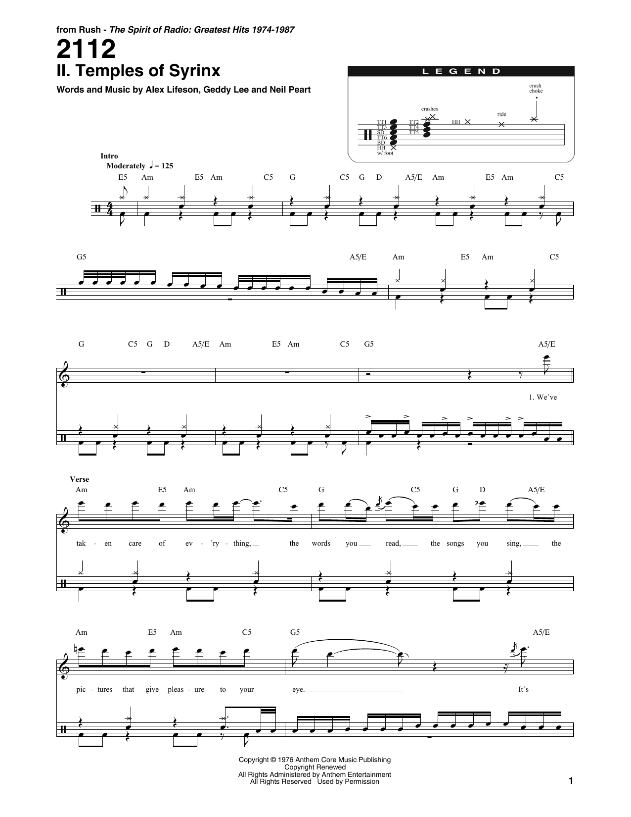 2112 - II. The Temples Of Syrinx (Drums Transcription) von Rush