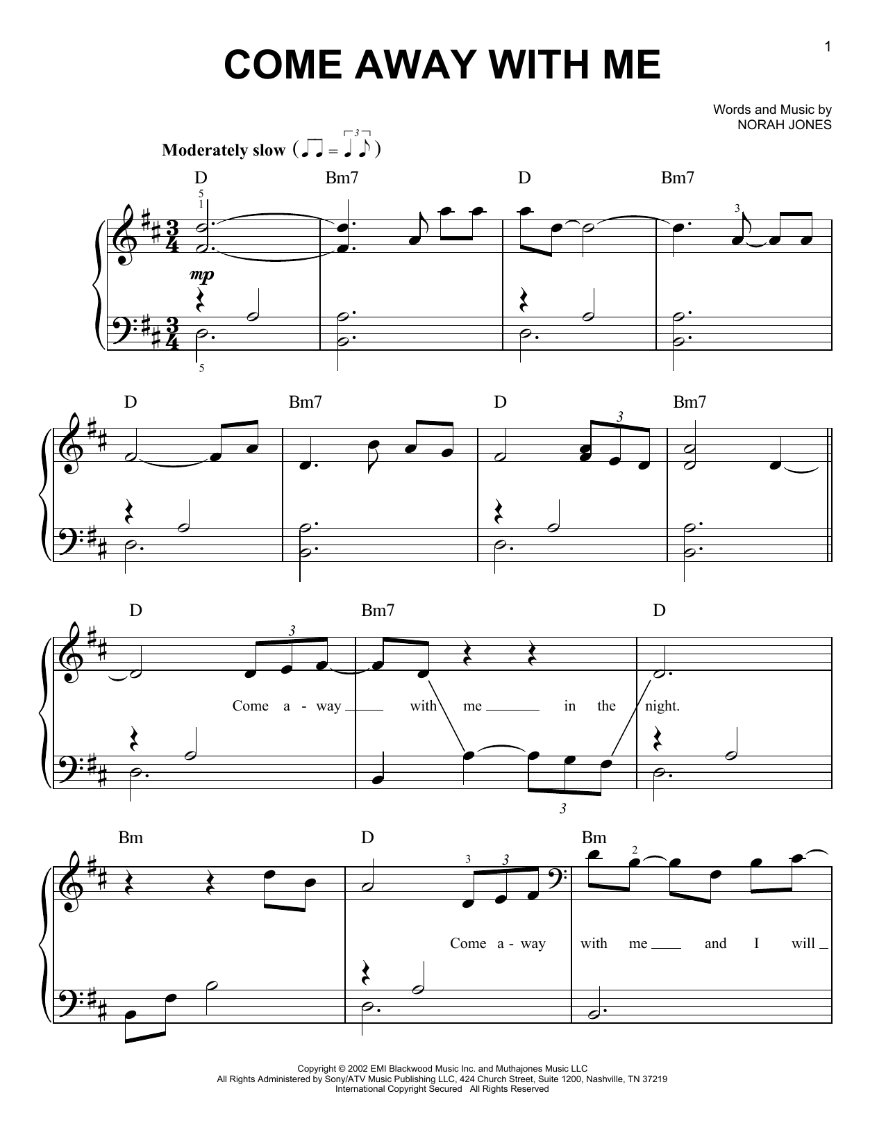 Come Away With Me (Very Easy Piano) von Norah Jones