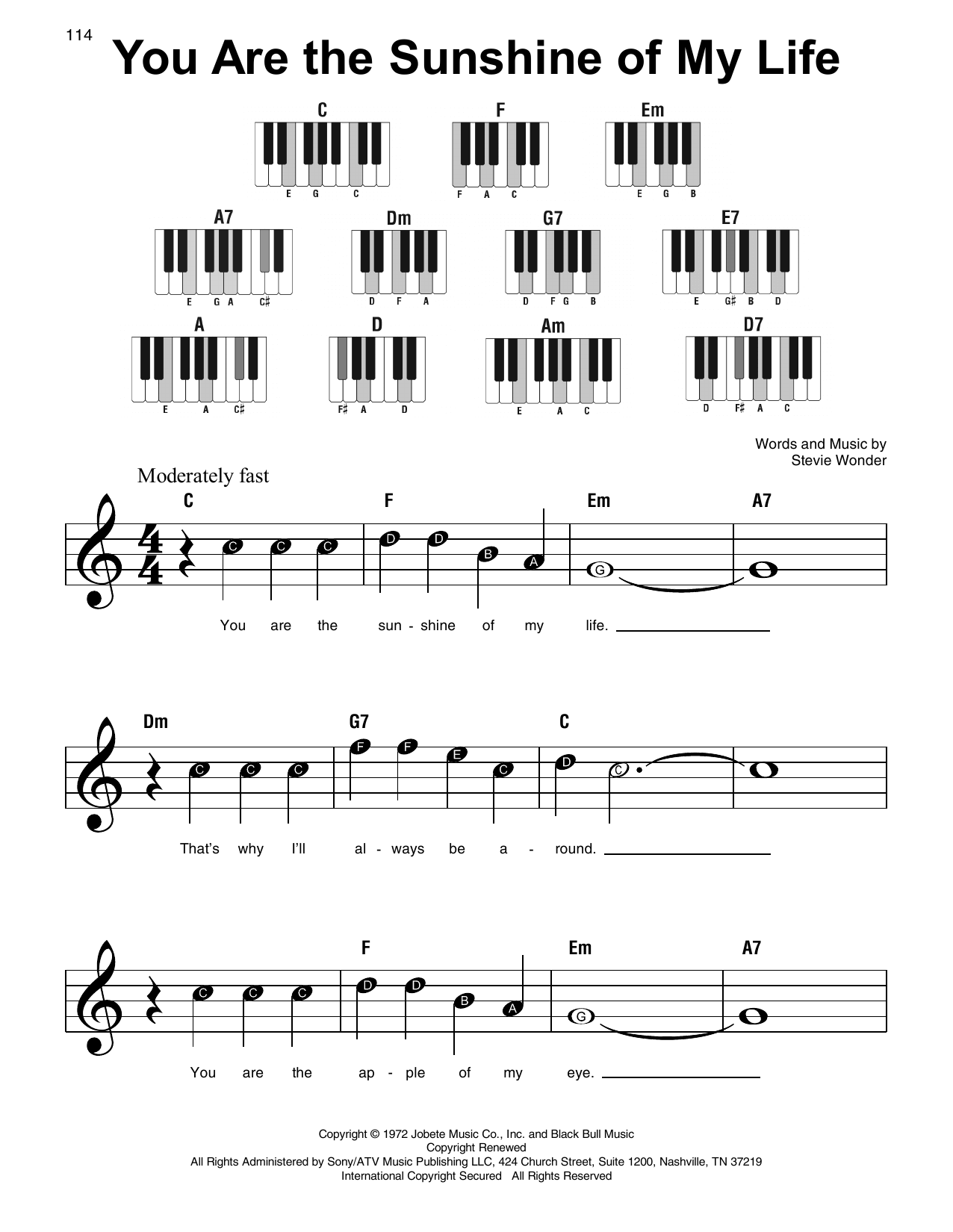 You Are The Sunshine Of My Life (Super Easy Piano) von Stevie Wonder