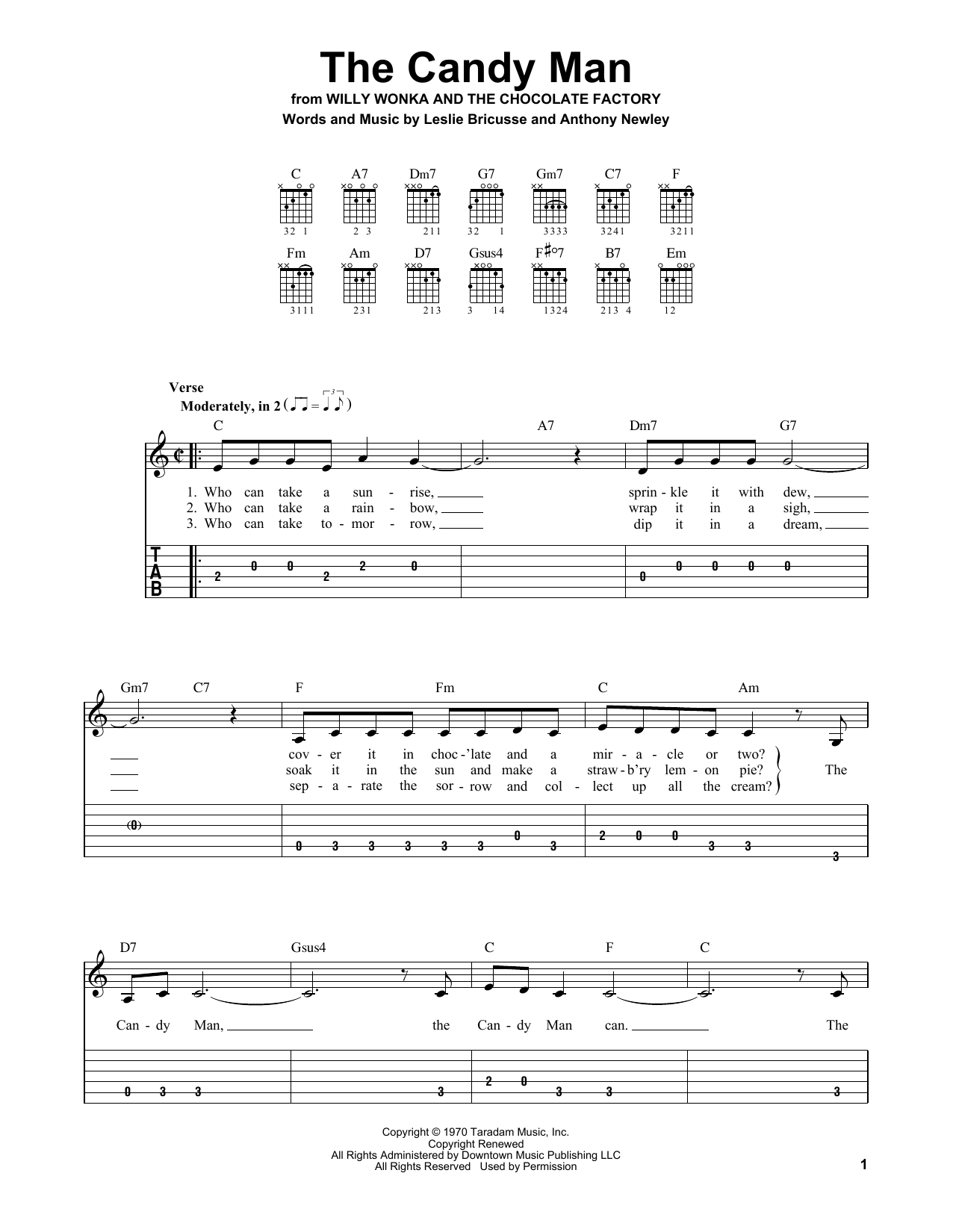 The Candy Man (from Willy Wonka and the Chocolate Factory) (Easy Guitar Tab) von Sammy Davis Jr.