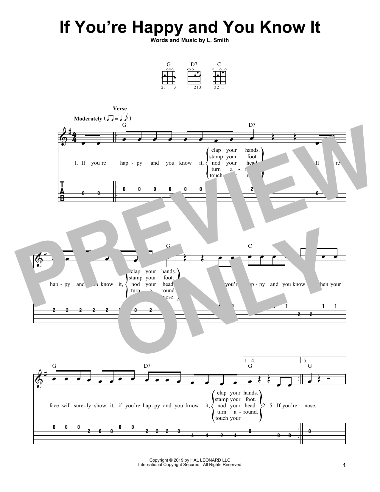 If You're Happy And You Know It (Easy Guitar Tab) von L. Smith