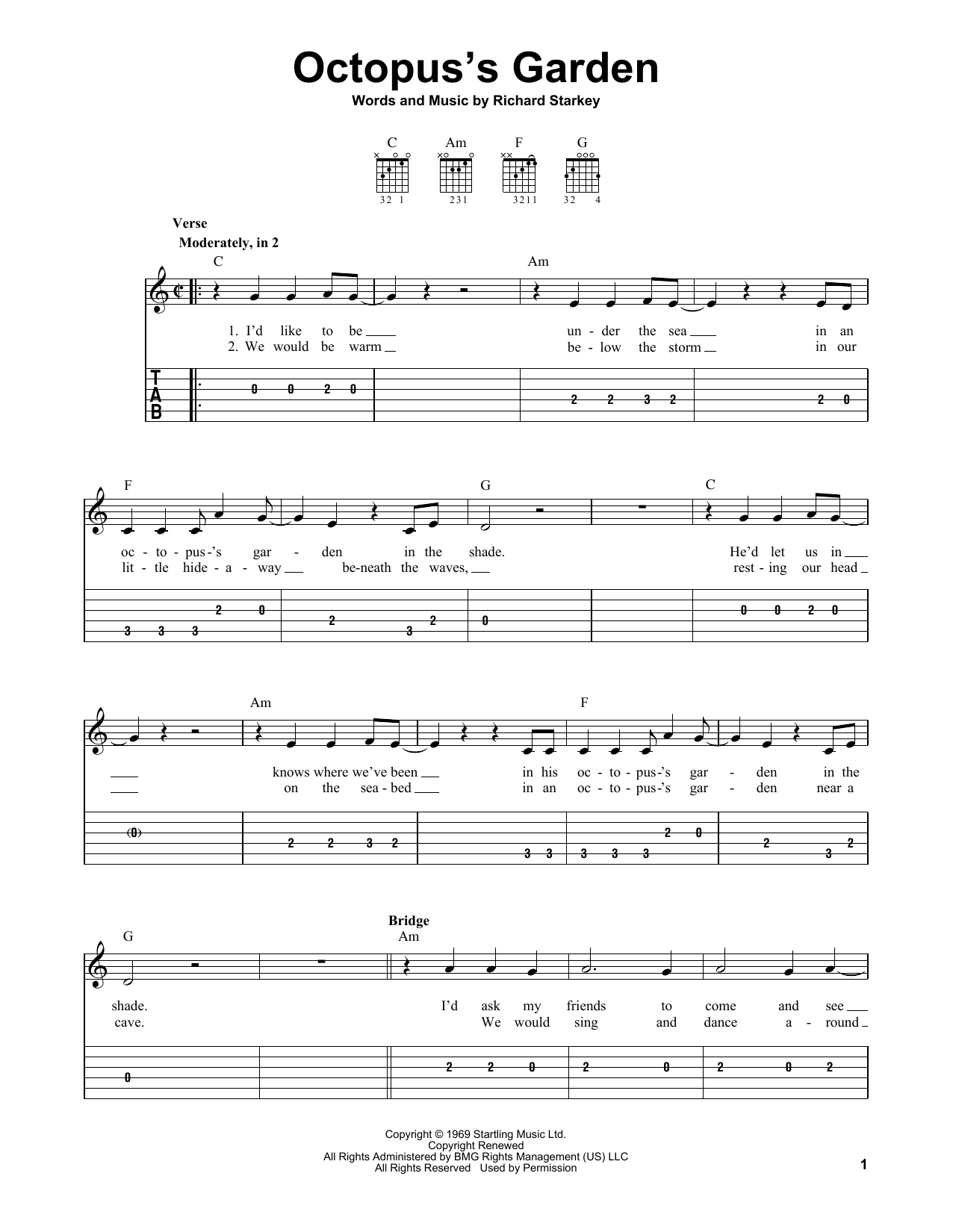 Octopus's Garden (Easy Guitar Tab) von The Beatles