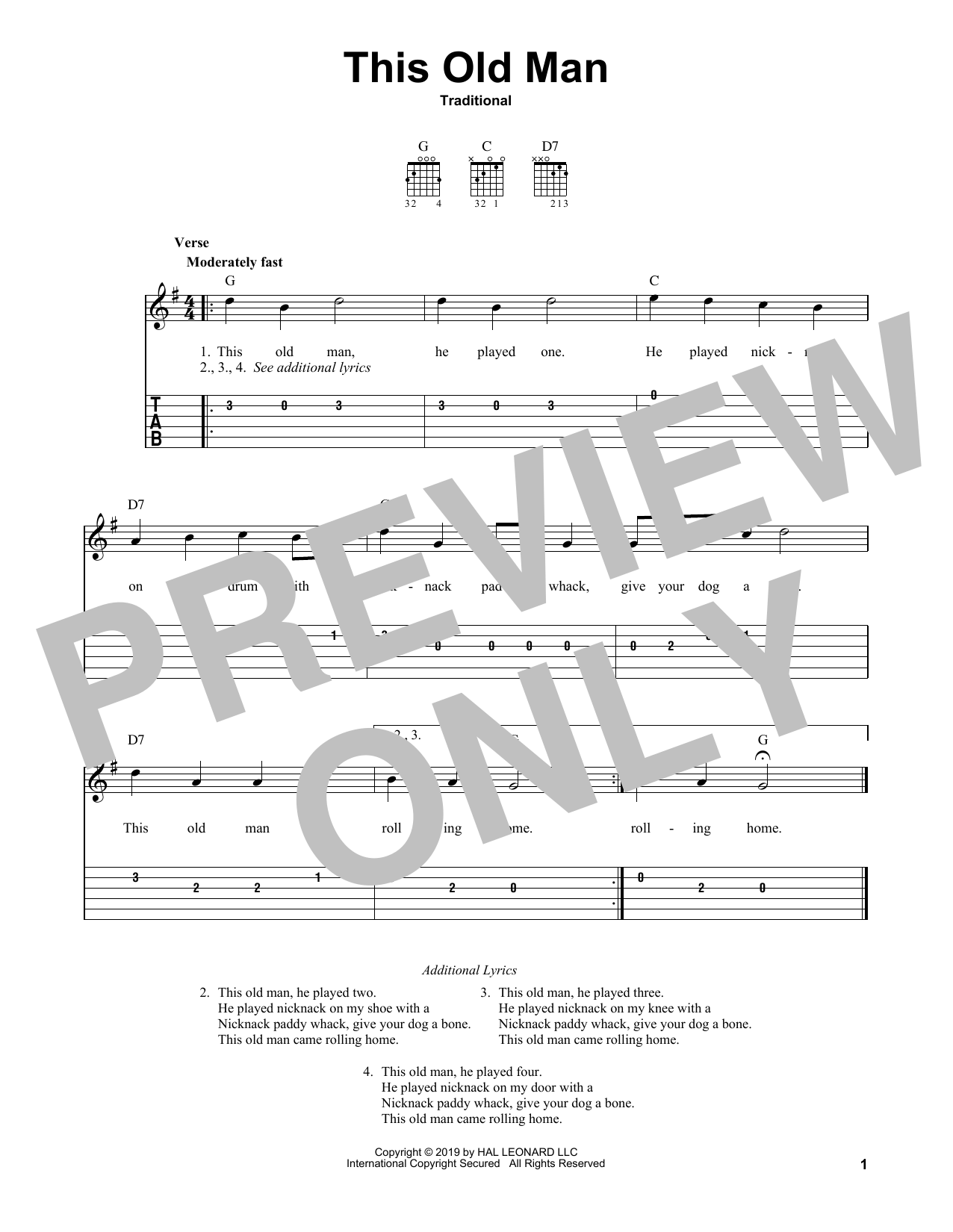 This Old Man (Easy Guitar Tab) von Traditional