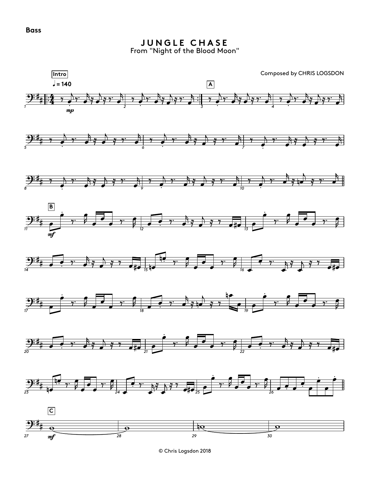Jungle Chase (from Night of the Blood Moon) - Bass (Performance Ensemble) von Chris Logsdon