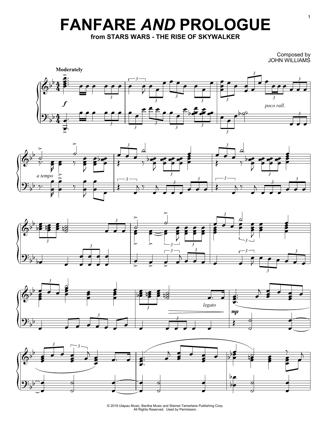 Fanfare And Prologue (from The Rise Of Skywalker) (Piano Solo) von John Williams
