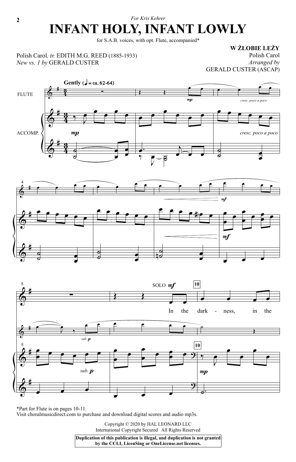 Infant Holy, Infant Lowly (arr. Gerald Custer) (SAB Choir) von Traditional Polish Carol