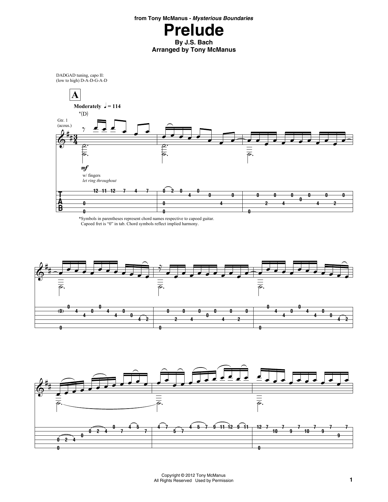 Prelude (arr. Tony McManus) (Solo Guitar) von Johann Sebastian Bach