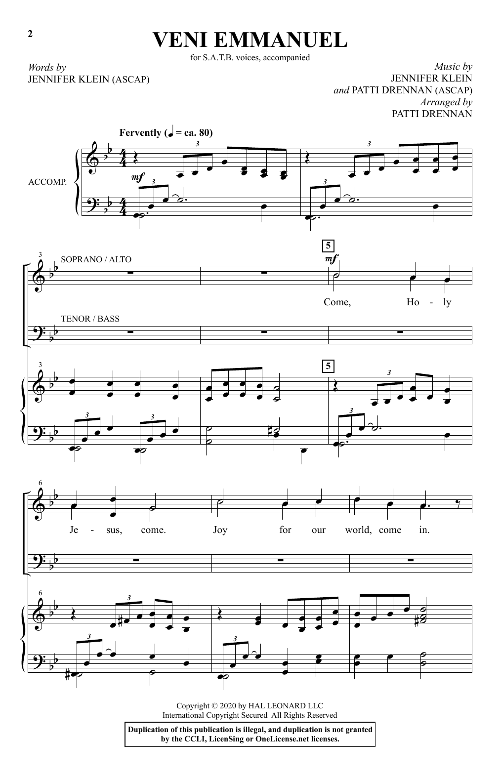 Veni Emmanuel (arr. Patti Drennan) (SATB Choir) von Jennifer Klein