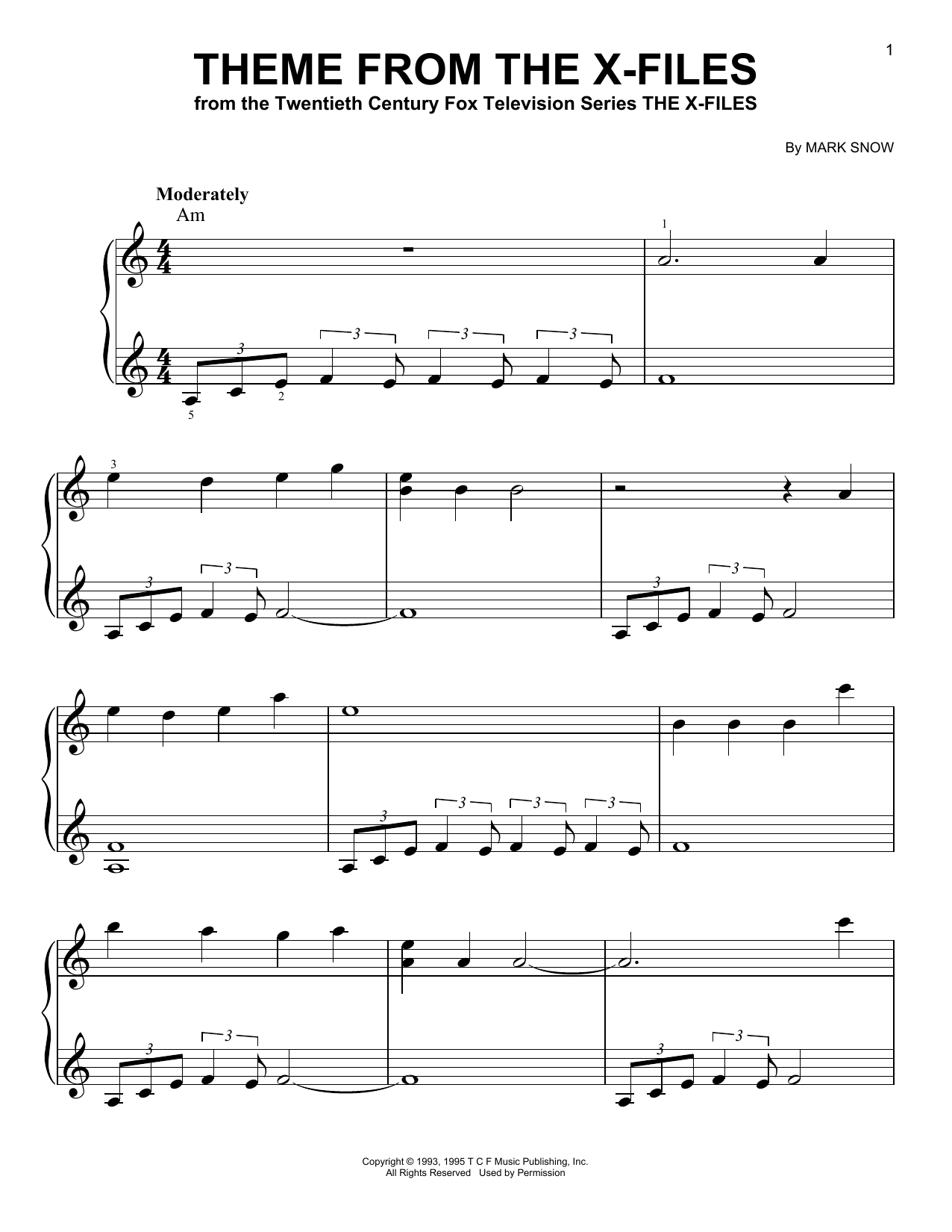 Theme From The X-Files (Very Easy Piano) von Mark Snow