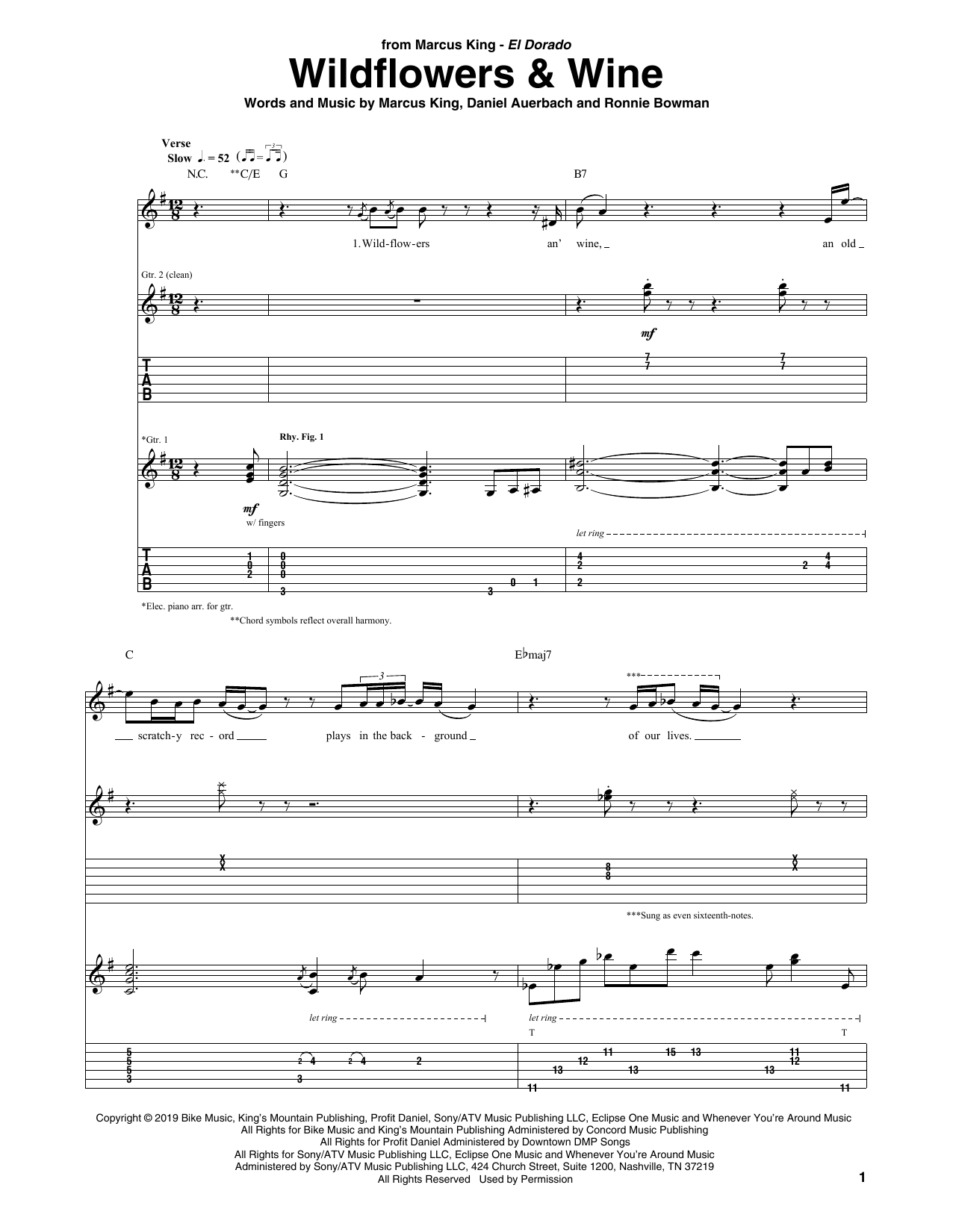 Wildflowers & Wine (Guitar Tab) von Marcus King