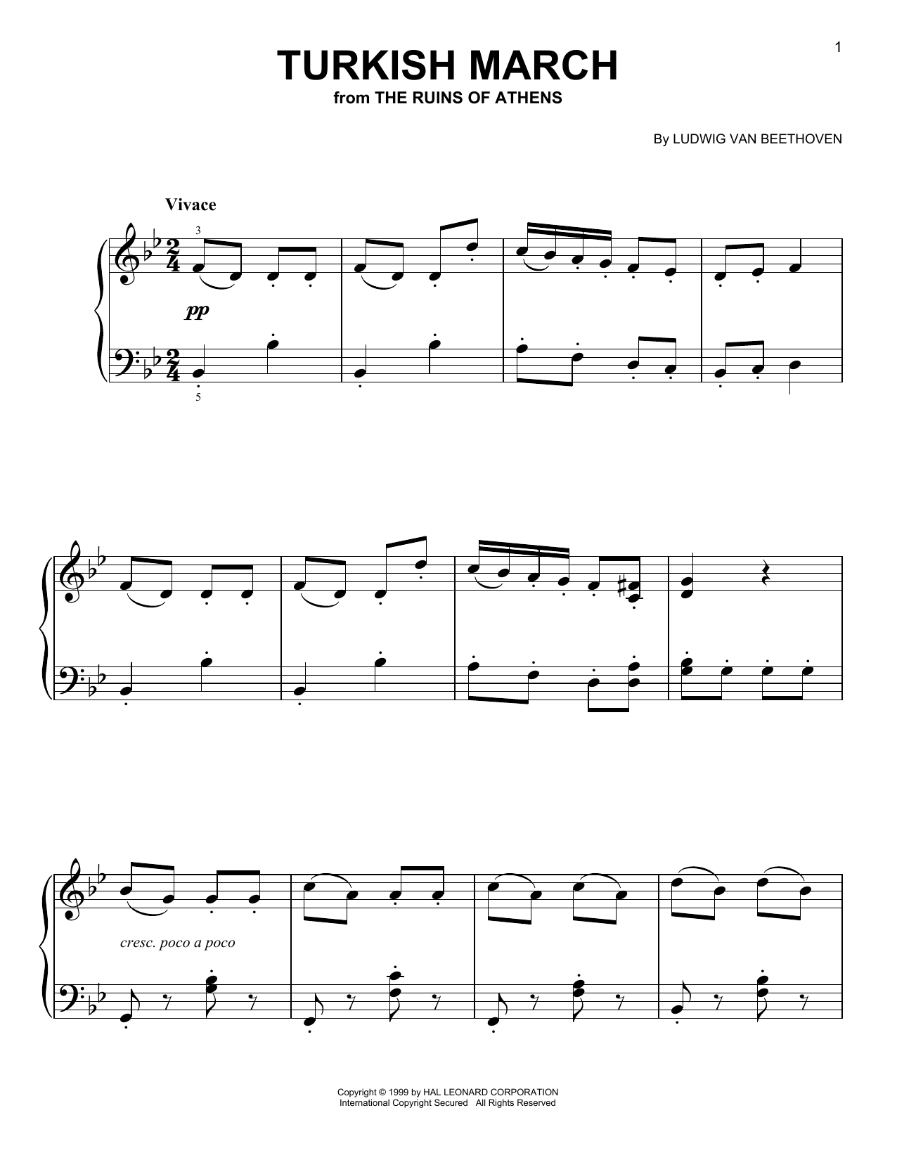 Turkish March (Easy Piano) von Ludwig van Beethoven