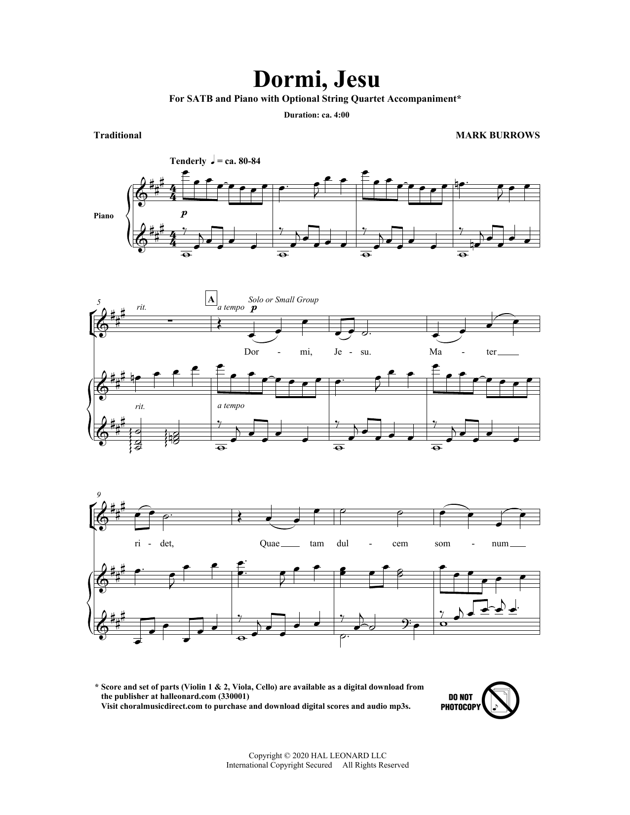 Dormi, Jesu (SATB Choir) von Mark Burrows