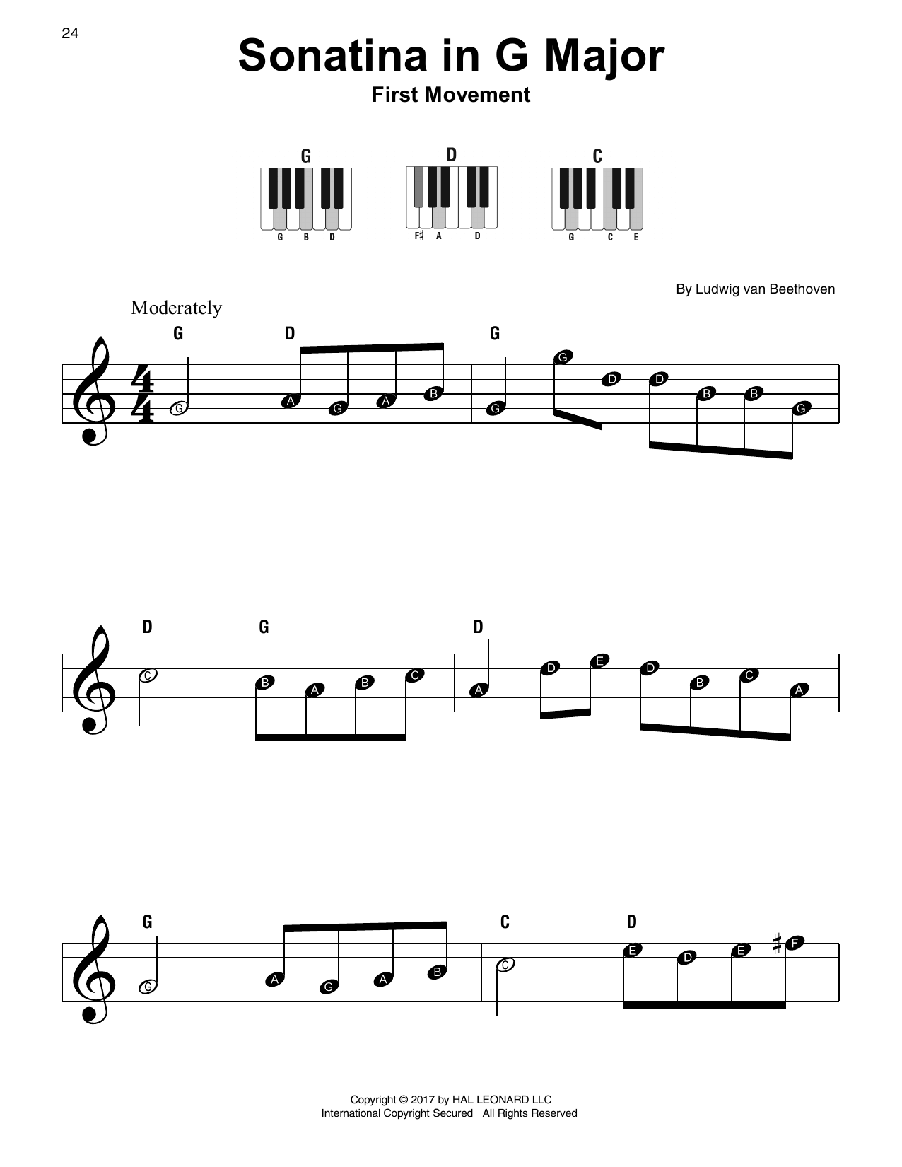 Sonatina In G Major (Super Easy Piano) von Ludwig van Beethoven