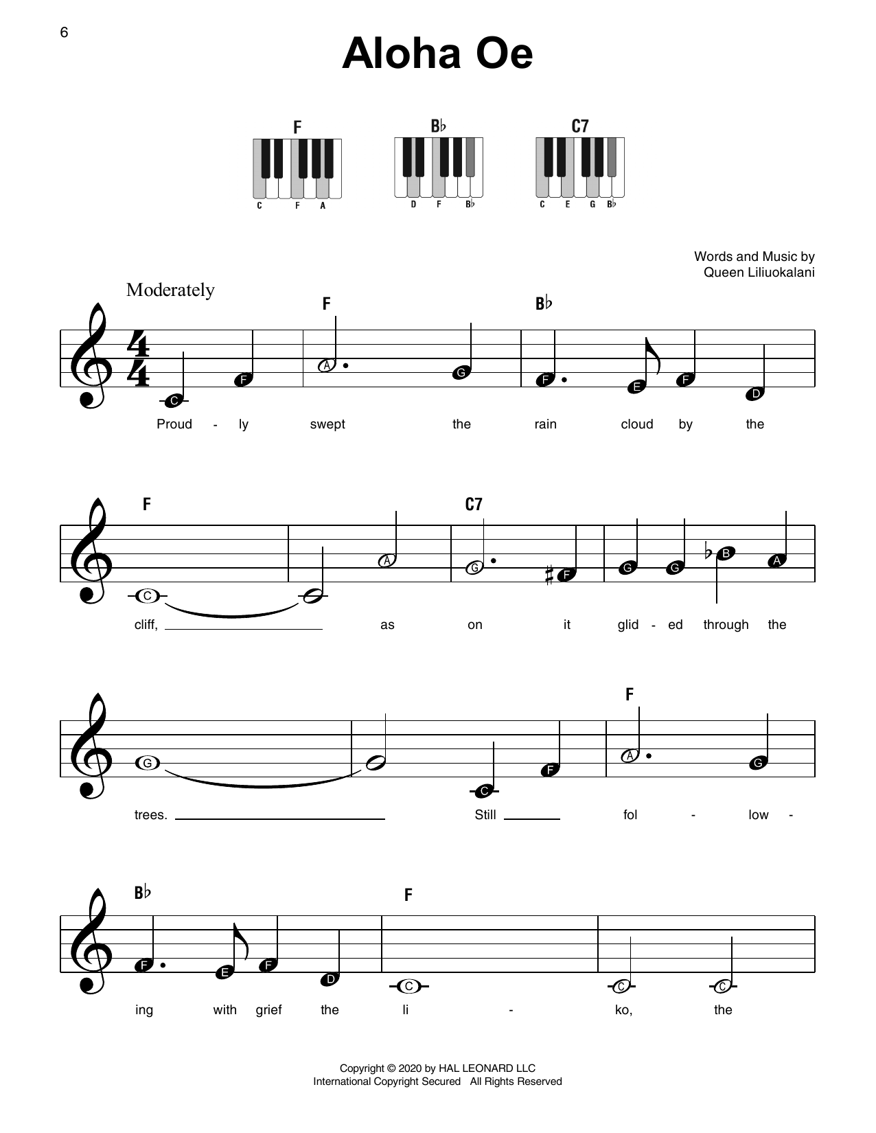 Aloha Oe (Super Easy Piano) von Queen Liliuokalani