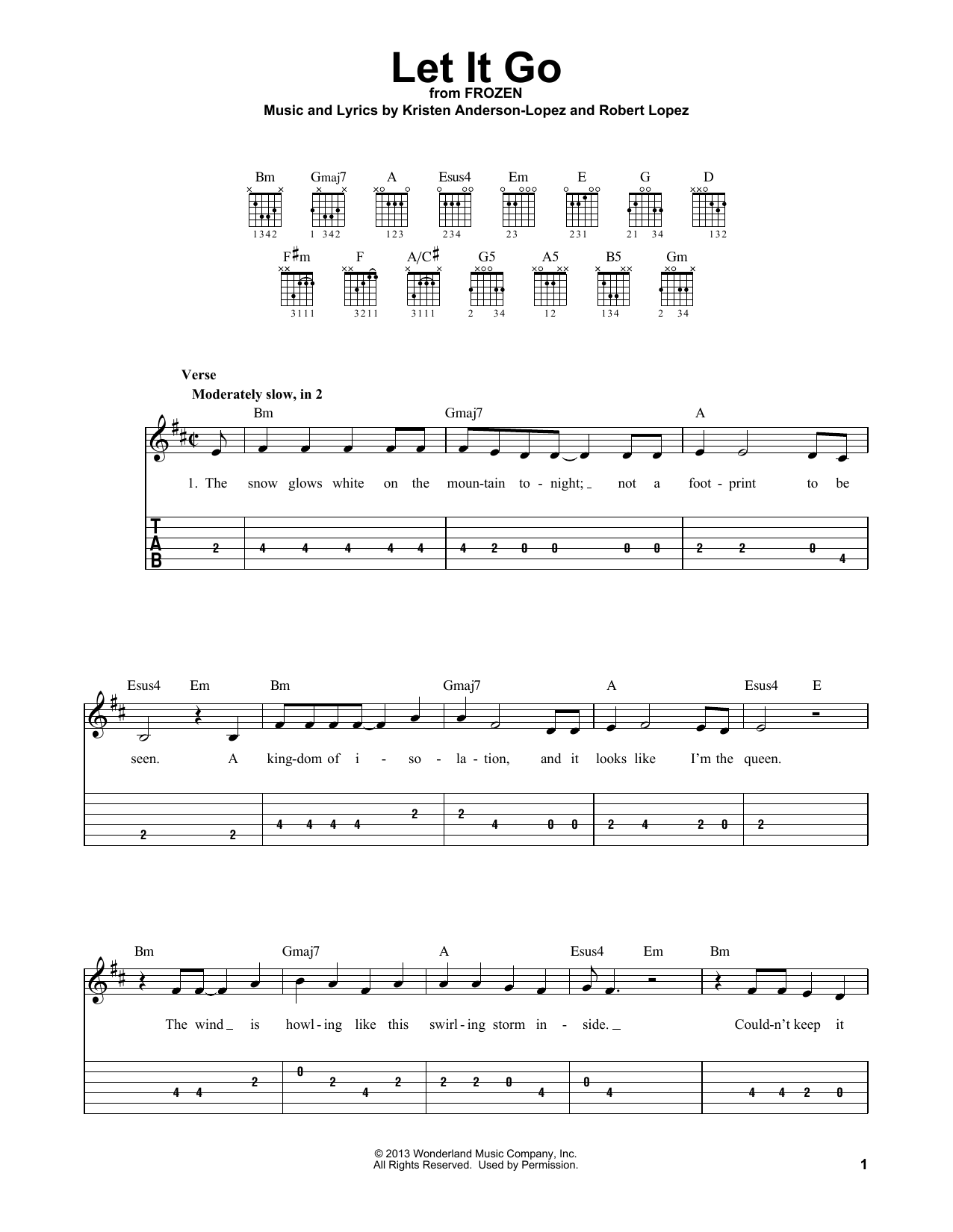 Let It Go (from Frozen) (Easy Guitar Tab) von Idina Menzel