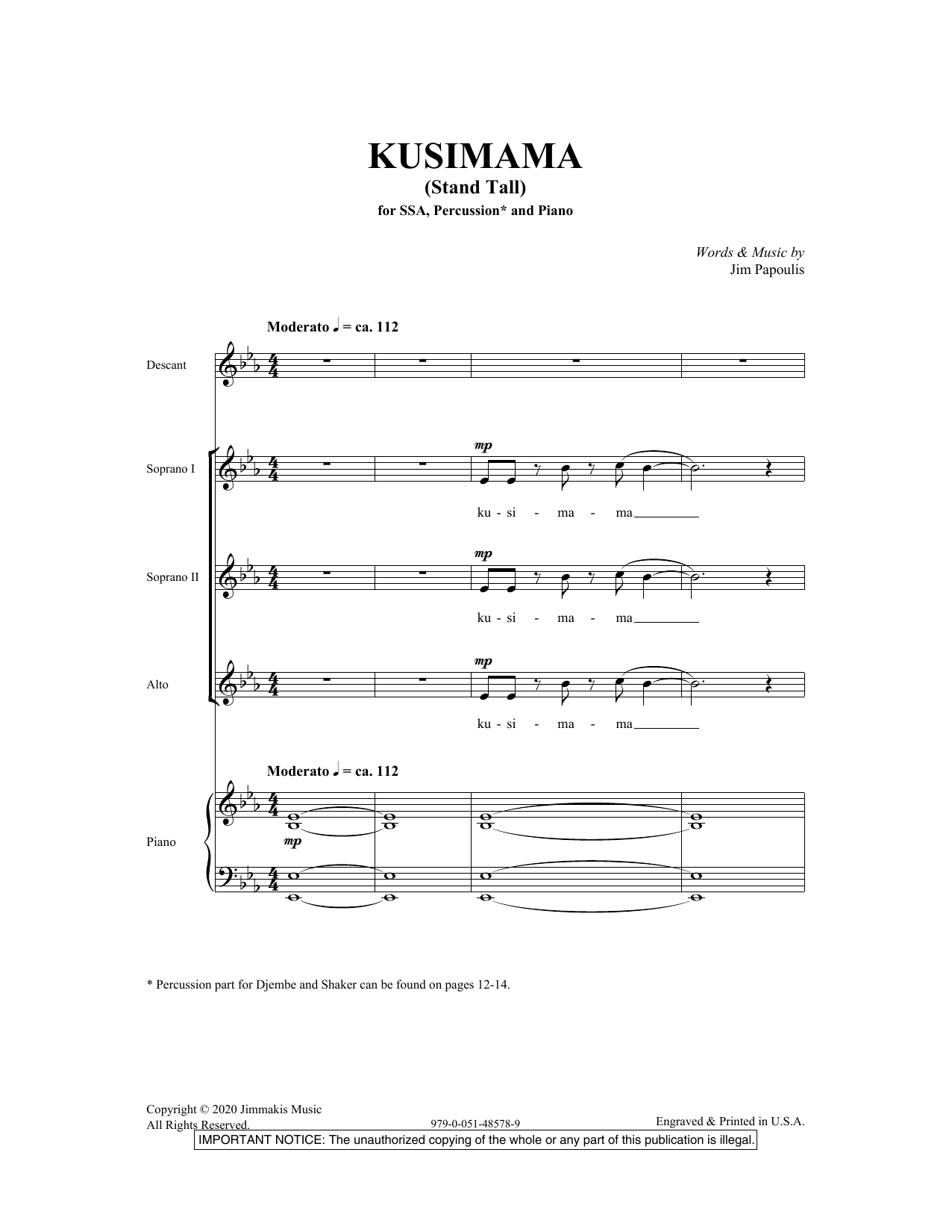 Kusimama (Stand Tall) (SSA Choir) von Jim Papoulis