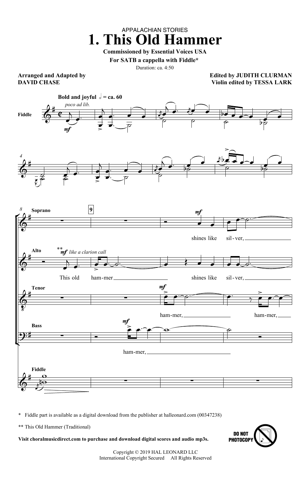 This Old Hammer (No. 1 from Appalachian Stories) (SATB Choir) von David Chase
