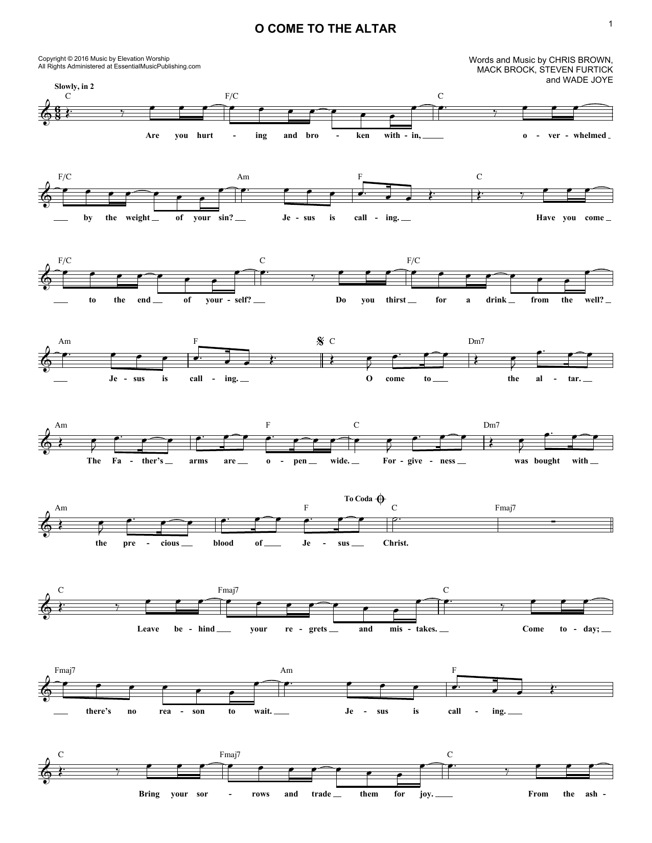 O Come To The Altar (Lead Sheet / Fake Book) von Elevation Worship