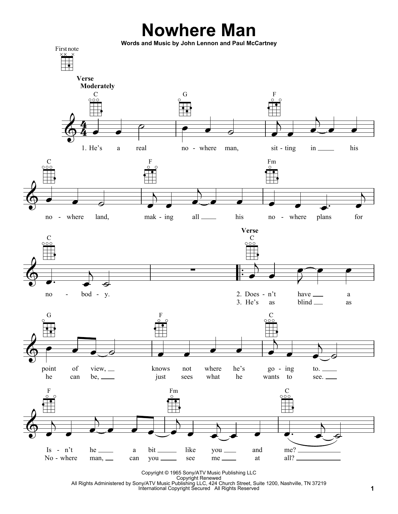 Nowhere Man (Ukulele) von The Beatles