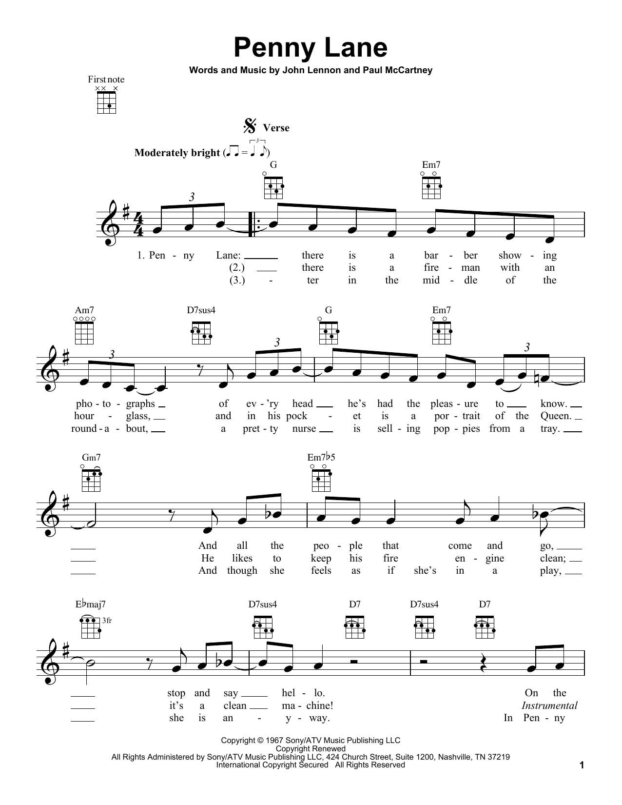 Penny Lane (Ukulele) von The Beatles