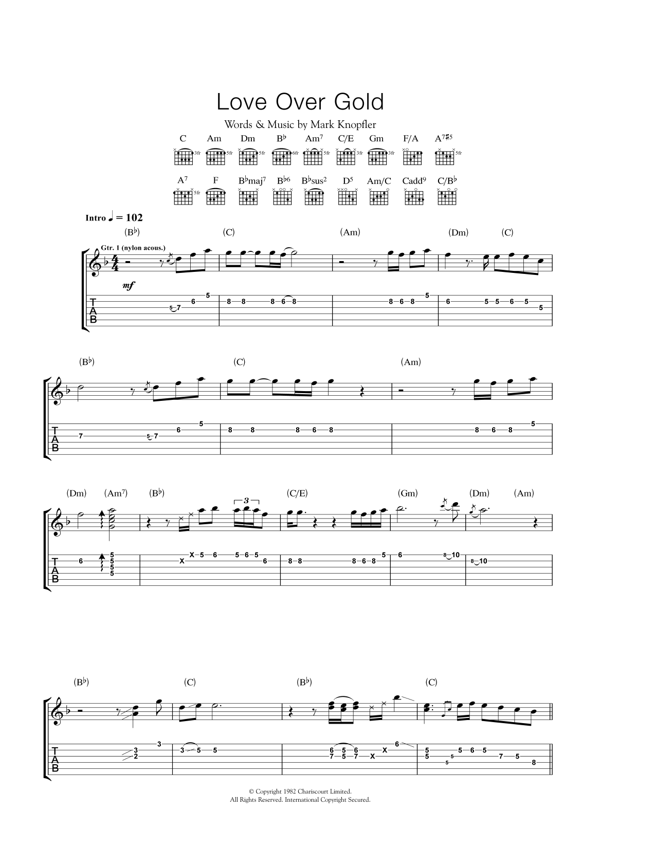 Love Over Gold (Guitar Tab) von Dire Straits