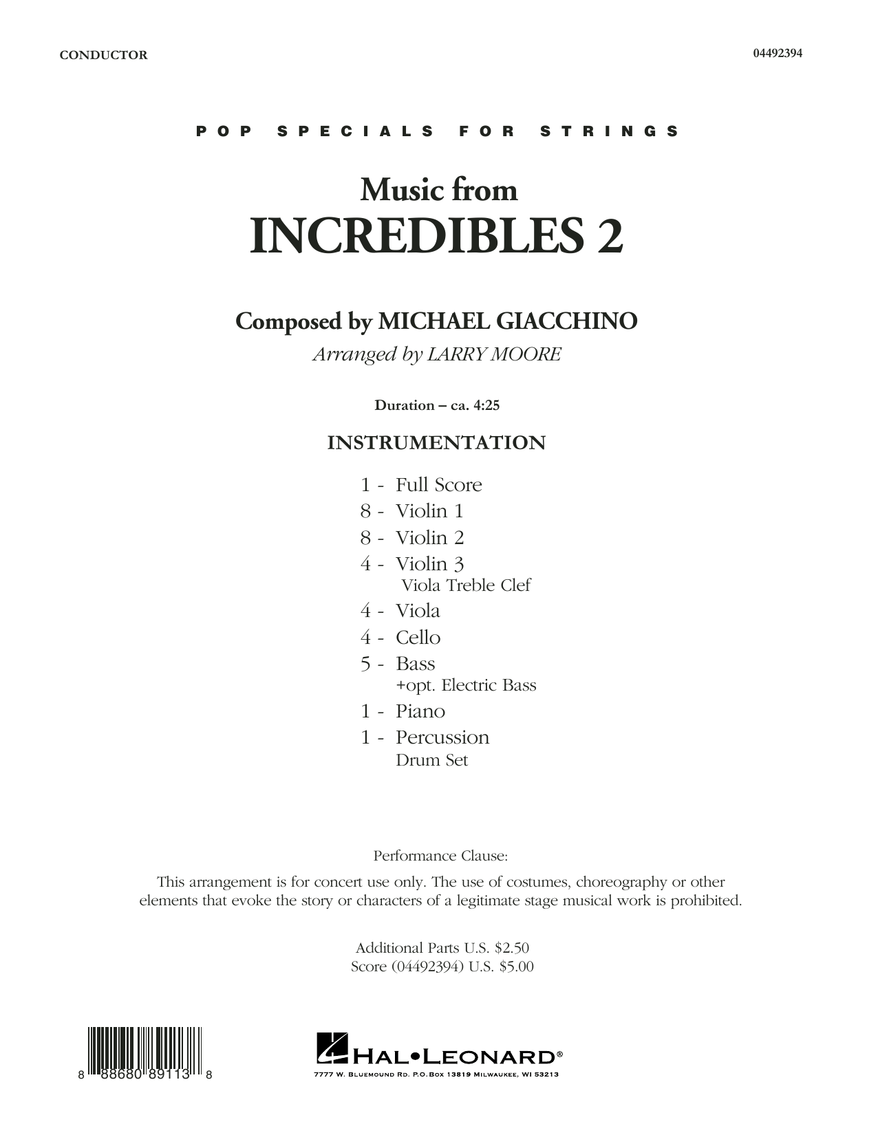 Music from Incredibles 2 (arr. Larry Moore) - Conductor Score (Full Score) (Orchestra) von Michael Giacchino