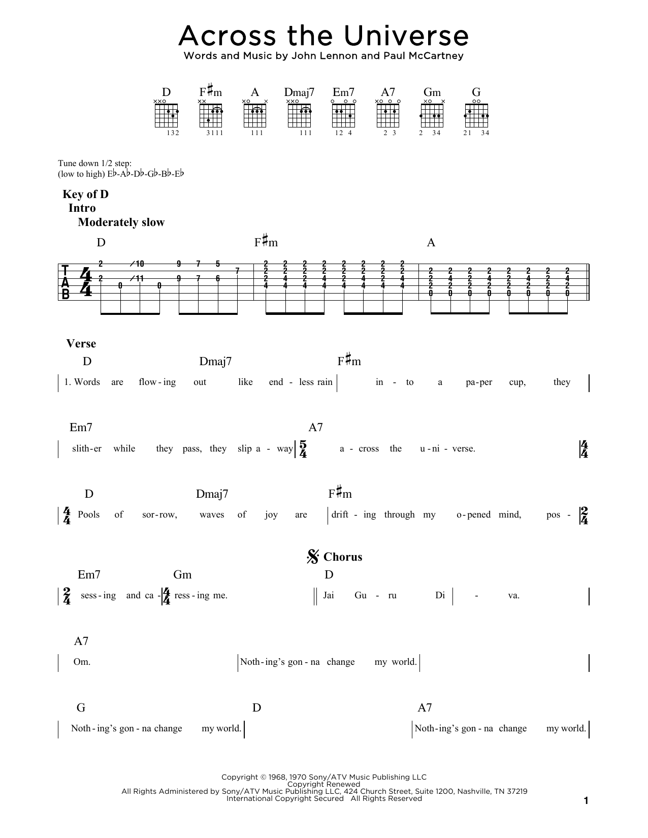 Across The Universe (Guitar Rhythm Tab) von The Beatles