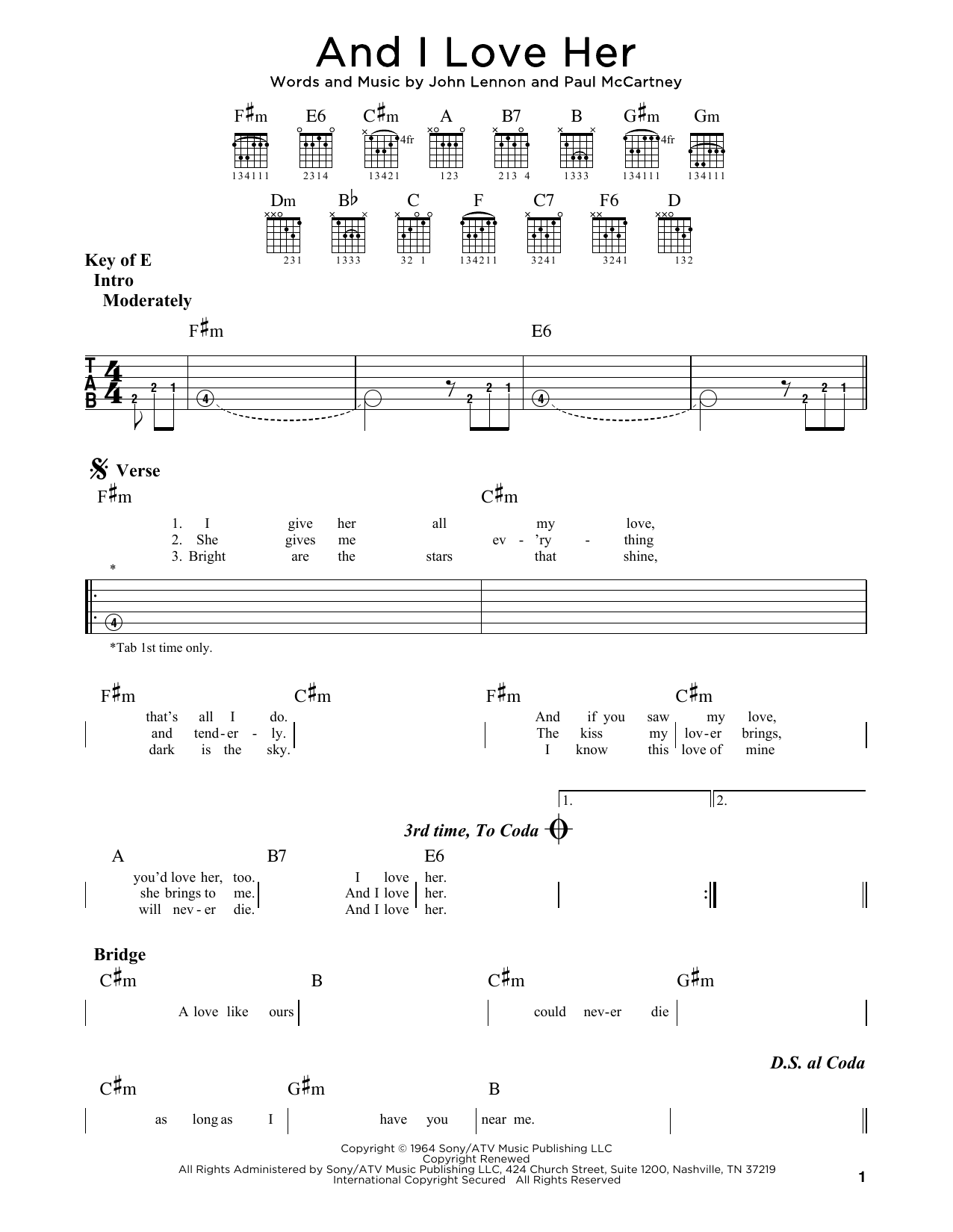 And I Love Her (Guitar Rhythm Tab) von The Beatles