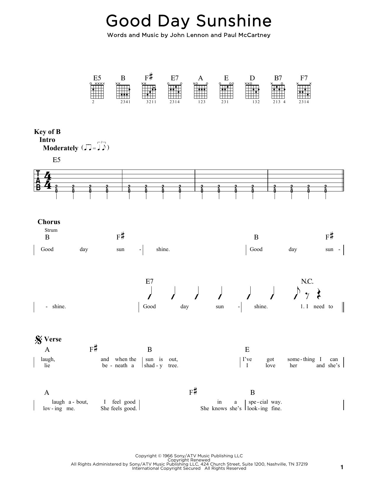 Good Day Sunshine (Guitar Rhythm Tab) von The Beatles