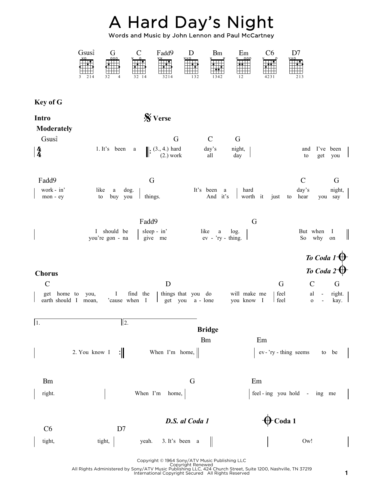 A Hard Day's Night (Guitar Rhythm Tab) von The Beatles