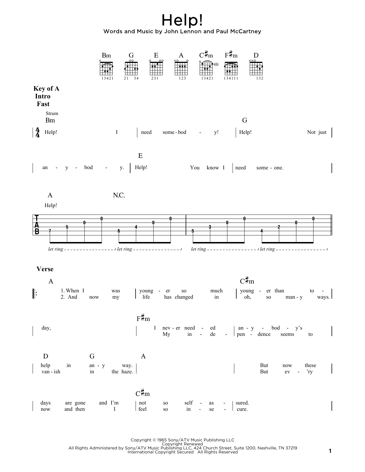 Help! (Guitar Rhythm Tab) von The Beatles