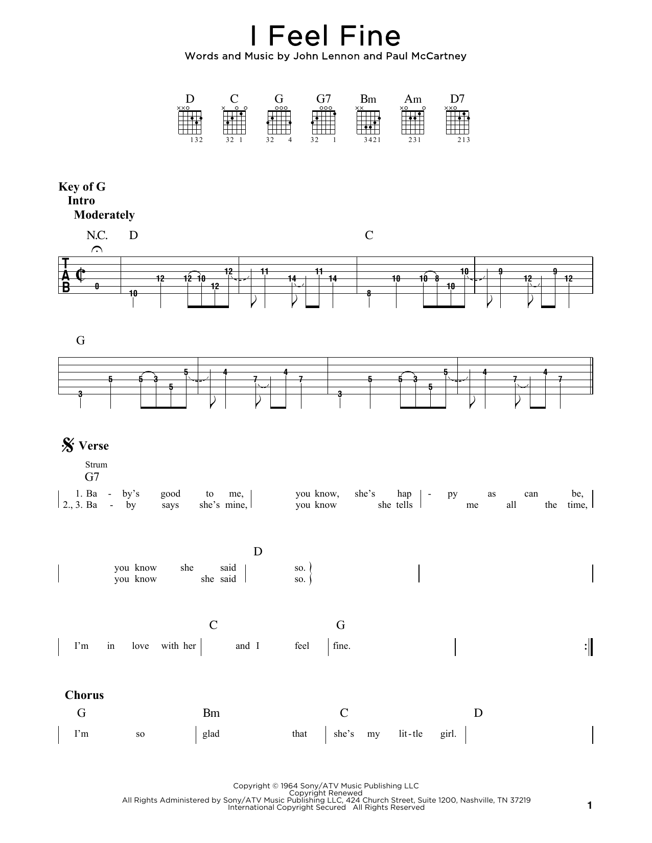 I Feel Fine (Guitar Rhythm Tab) von The Beatles