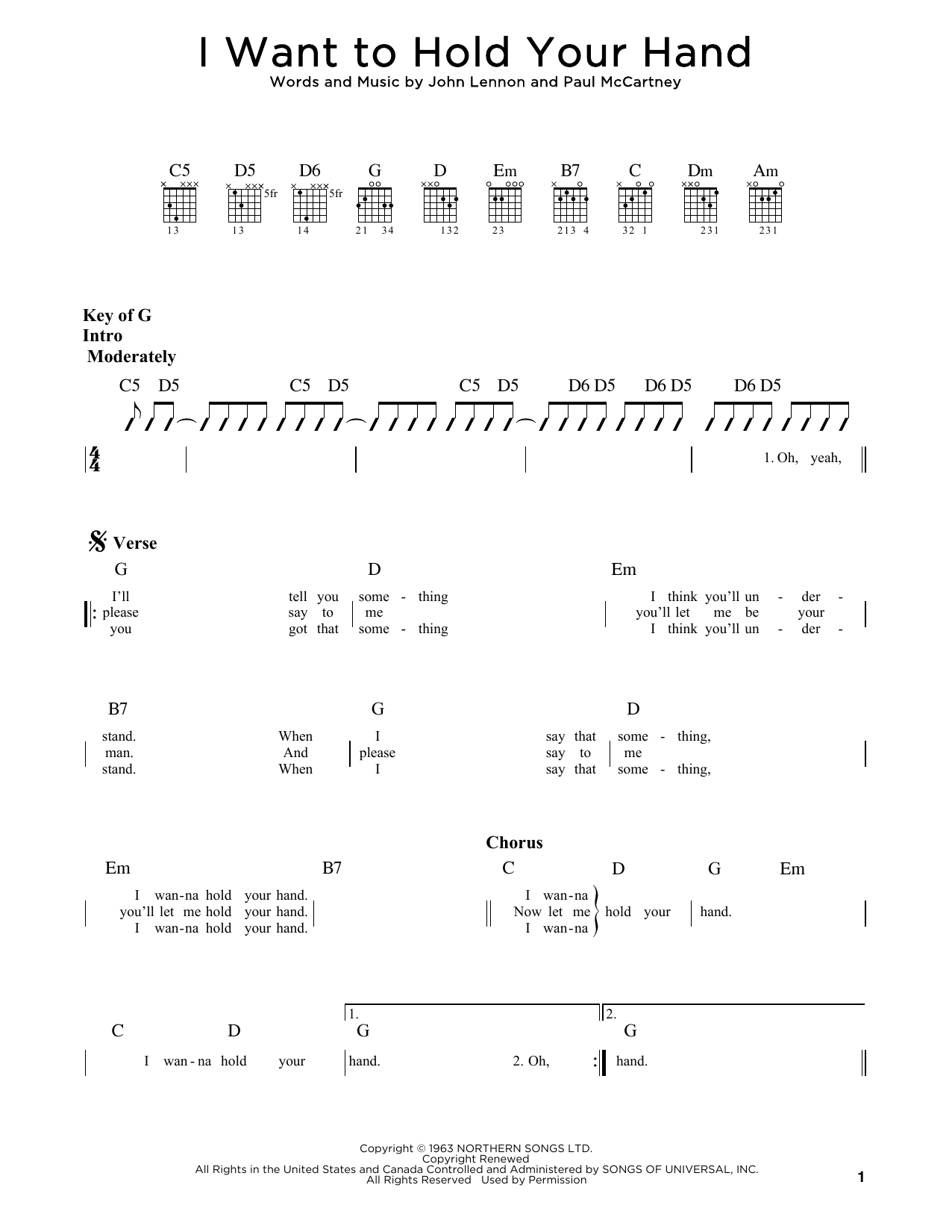 I Want To Hold Your Hand (Guitar Rhythm Tab) von The Beatles