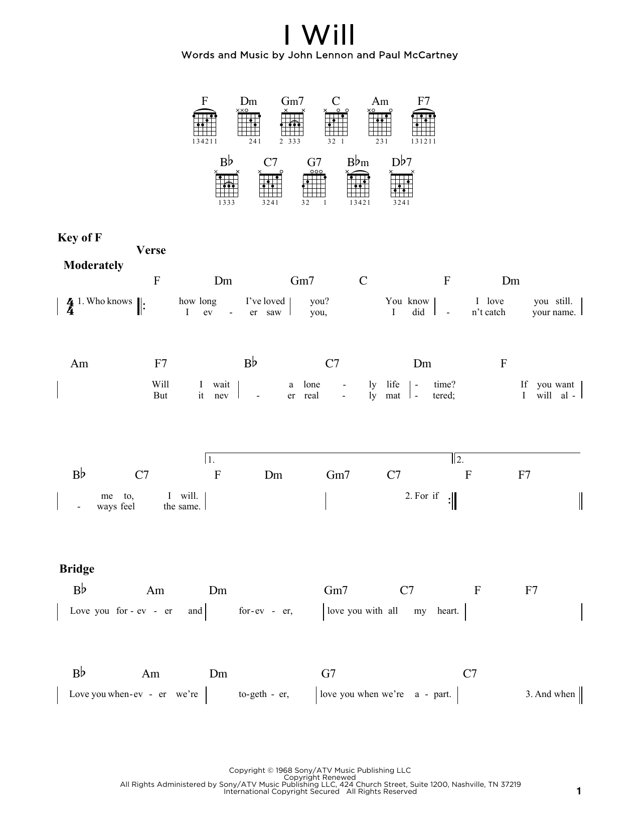 I Will (Guitar Rhythm Tab) von The Beatles