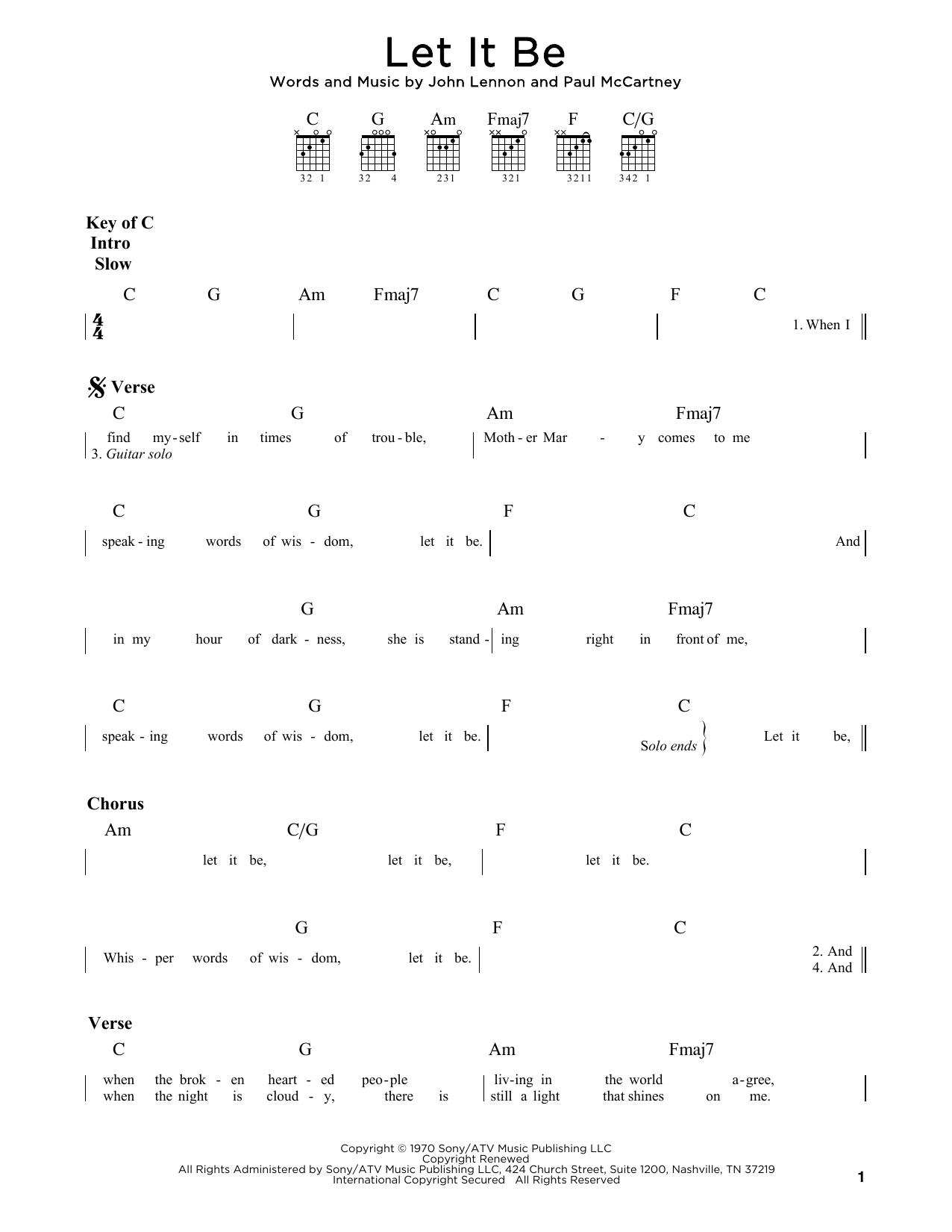 Let It Be (Guitar Rhythm Tab) von The Beatles