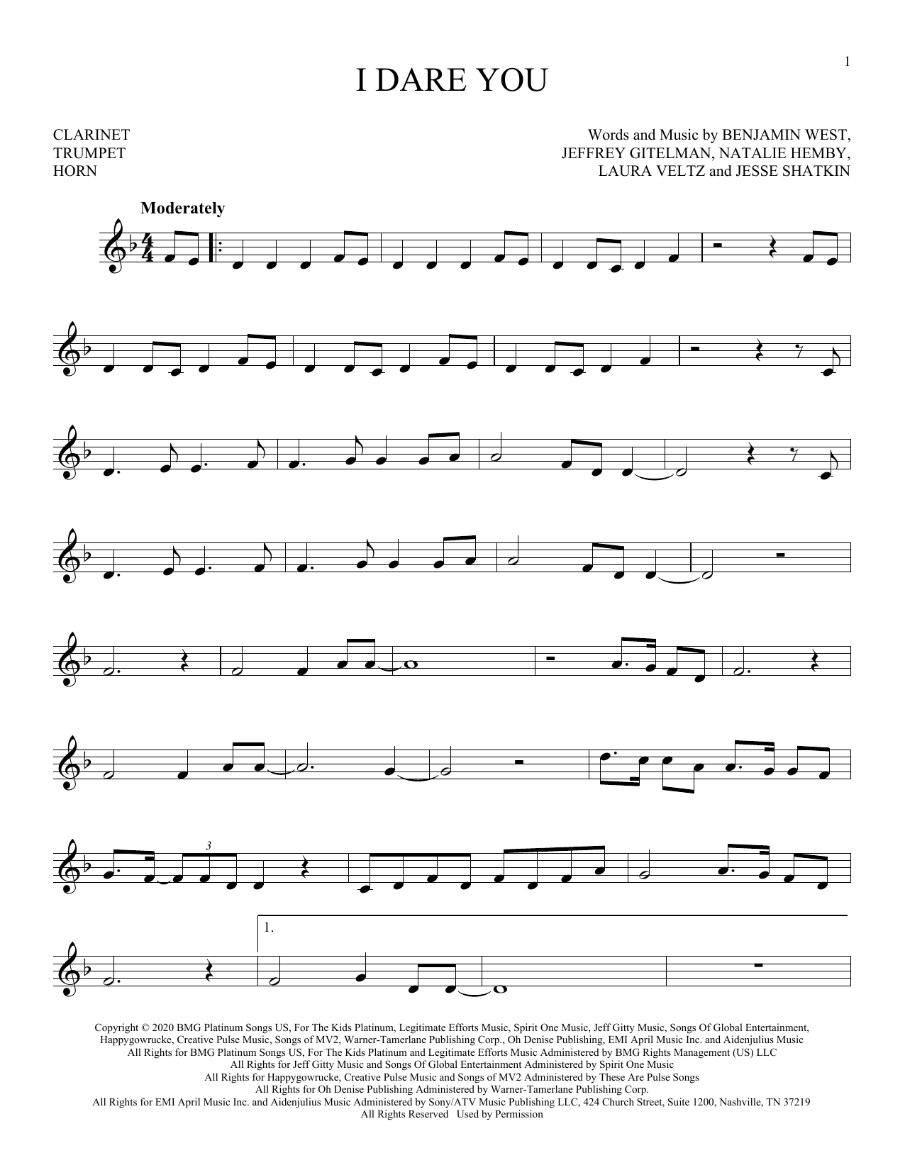 I Dare You (Instrumental Solo  Treble Clef Low Range) von Kelly Clarkson