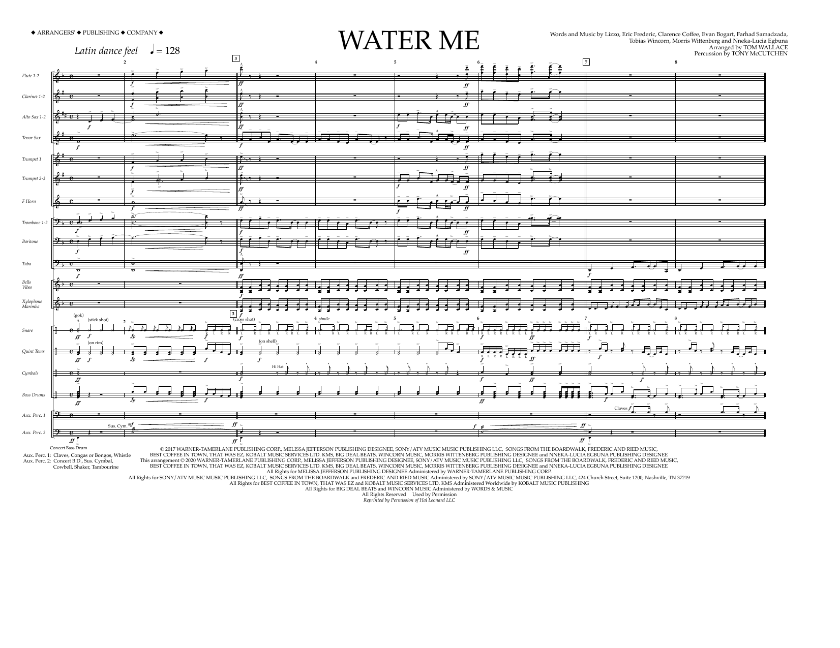 Water Me (arr. Tom Wallace) - Full Score (Marching Band) von Lizzo