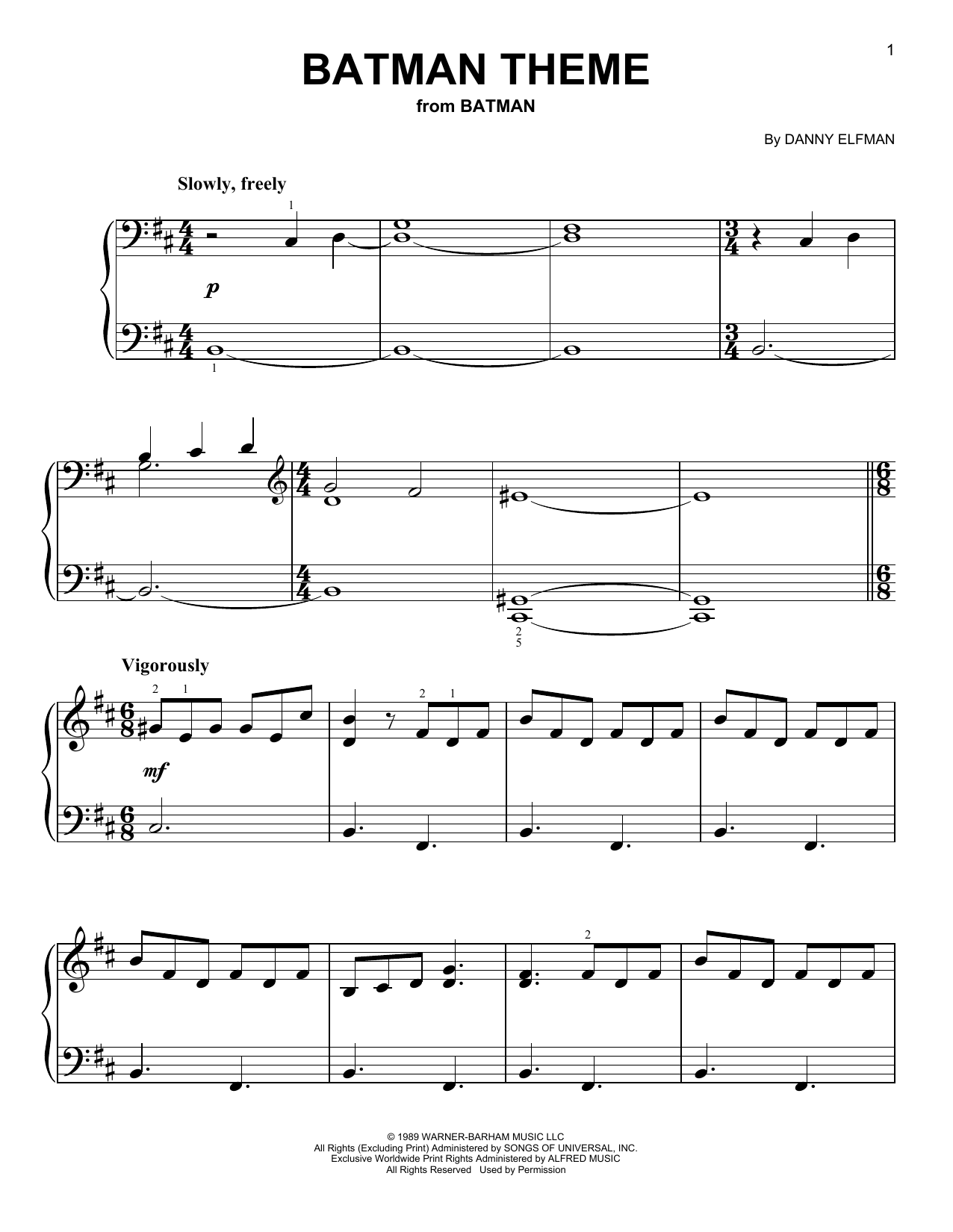Batman Theme (Easy Piano) von Danny Elfman