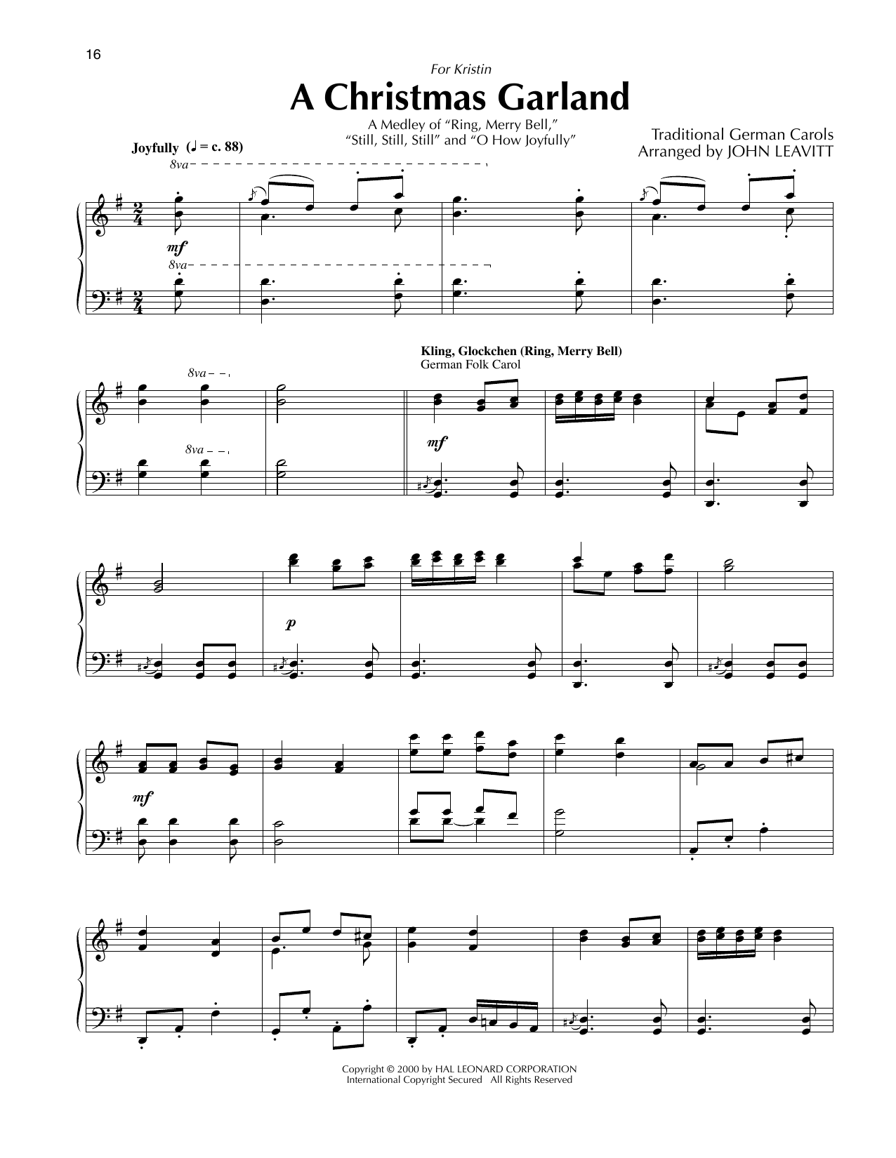 A Christmas Garland (arr. John Leavitt) (Piano Solo) von Traditional German Carols