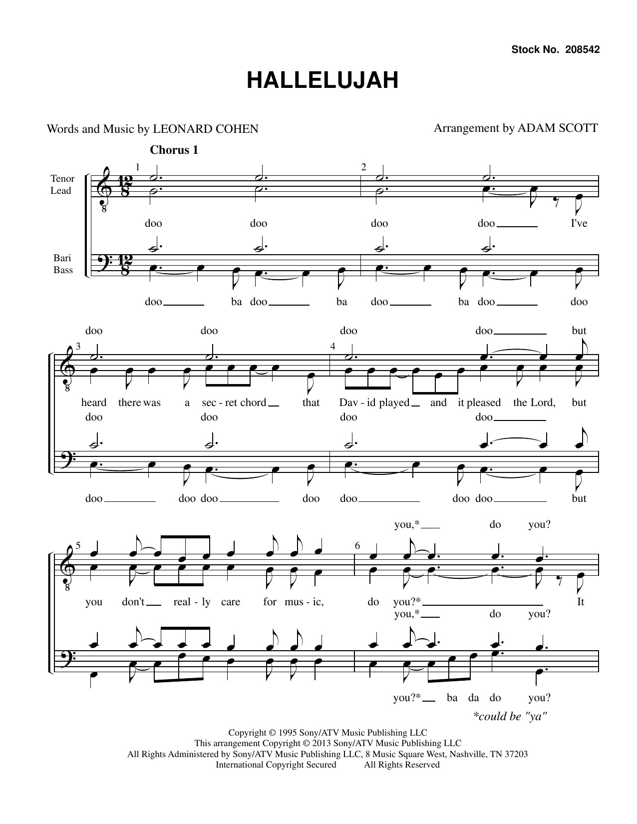 Hallelujah (arr. Adam Scott) (TTBB Choir) von John Cale