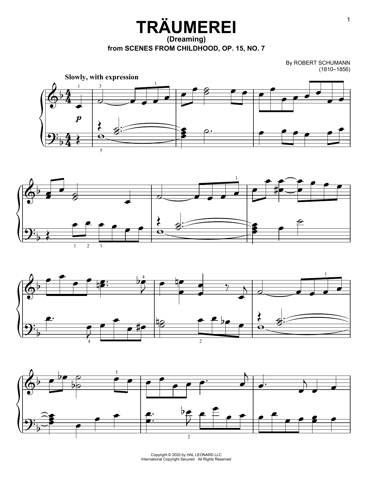 Traumerei (Dreaming), Op. 15, No. 7 (Very Easy Piano) von Robert Schumann