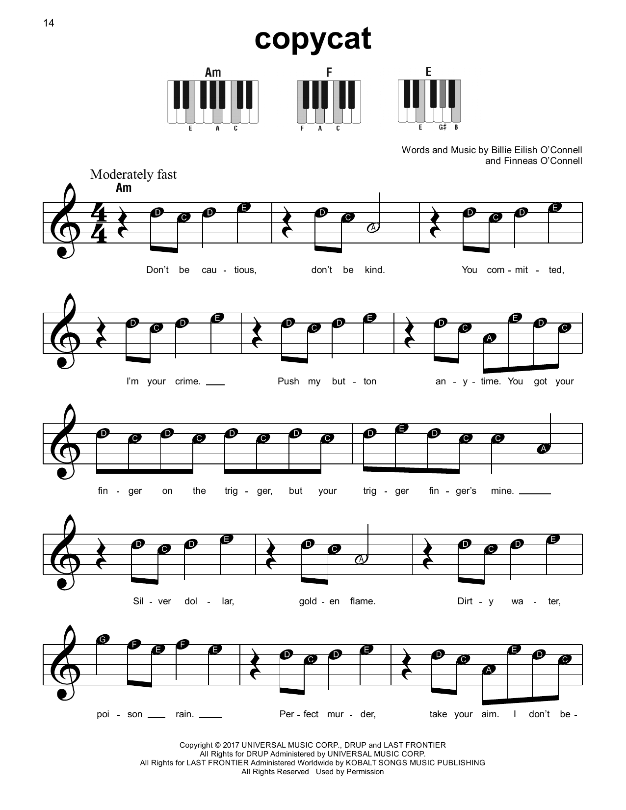 COPYCAT (Super Easy Piano) von Billie Eilish