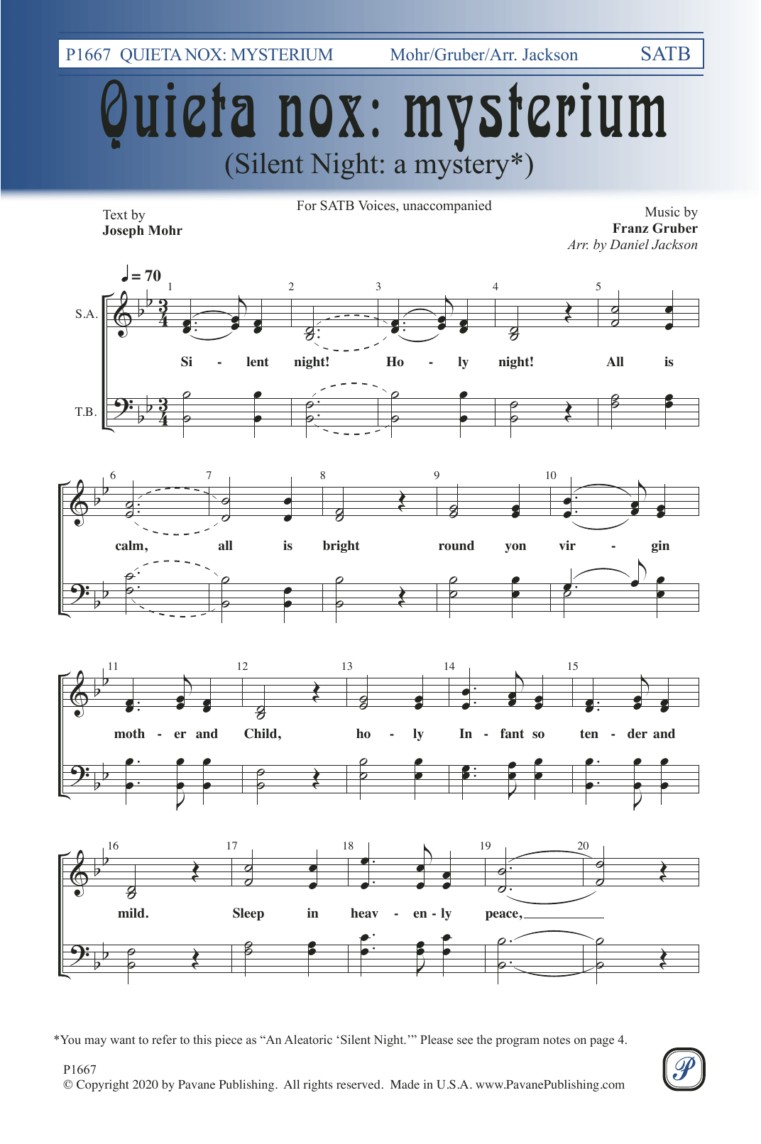 Quieta nox: Mysterium (SATB Choir) von Daniel Jackson