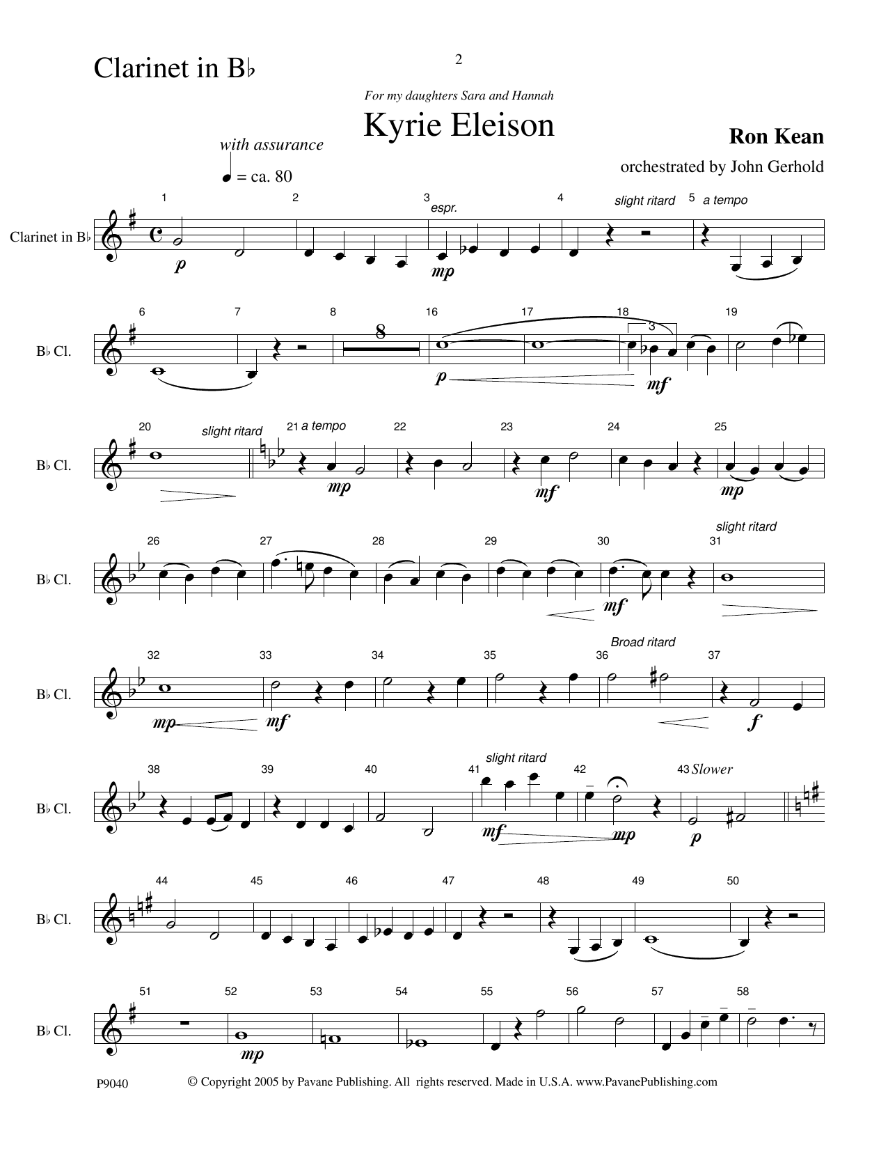 American Mass (Chamber Orchestra) (arr. John Gerhold) - Clarinet in Bb (Choir Instrumental Pak) von Ron Kean