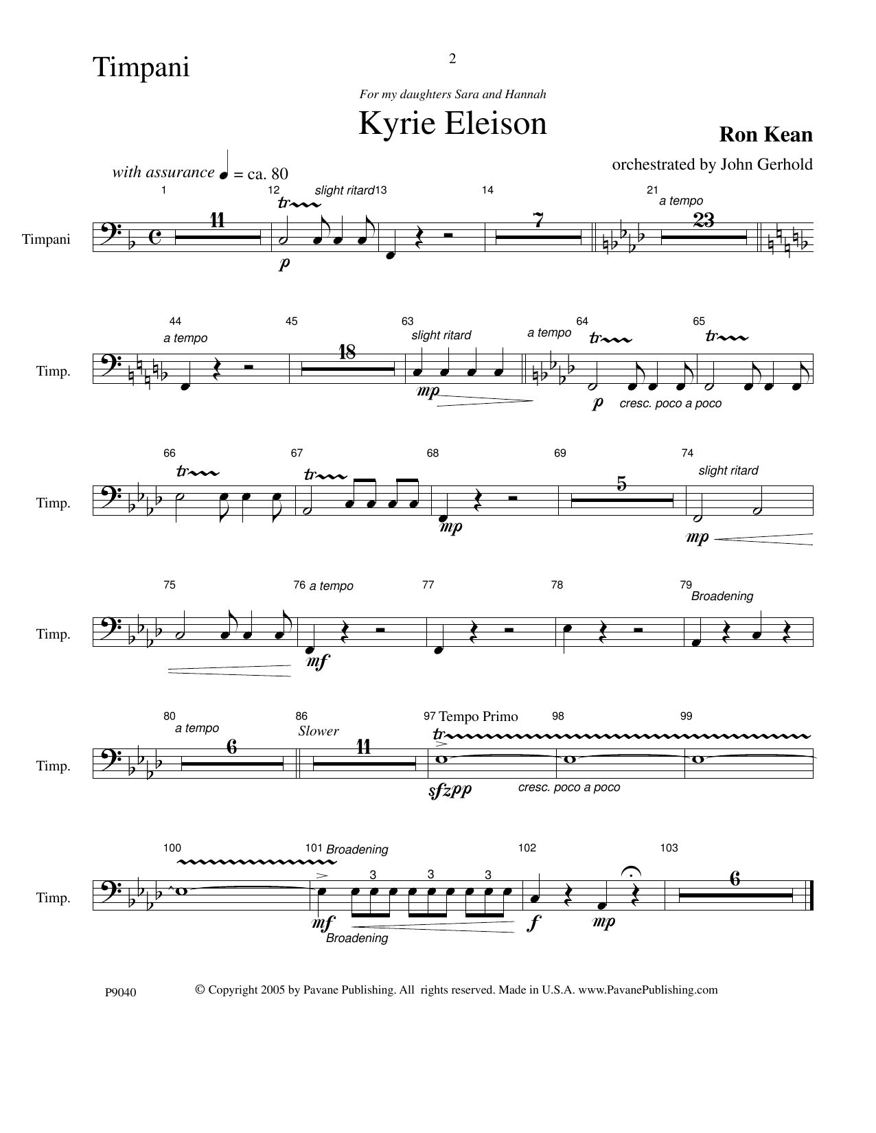 American Mass (Chamber Orchestra) (arr. John Gerhold) - Timpani (Choir Instrumental Pak) von Ron Kean